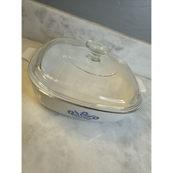 Vintage Corning Ware Blue Cornflower Casserole Dish P-9-B  w/ Lid A9C (1961) - Picture 6 of 8